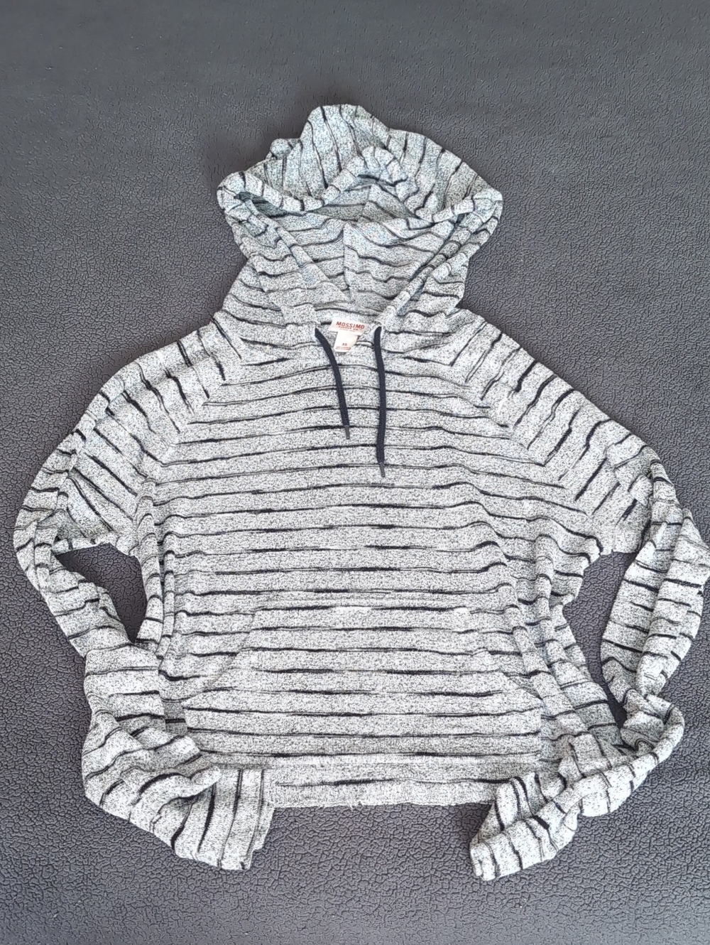 Gray & Black Striped Hooded Pullover Shirt